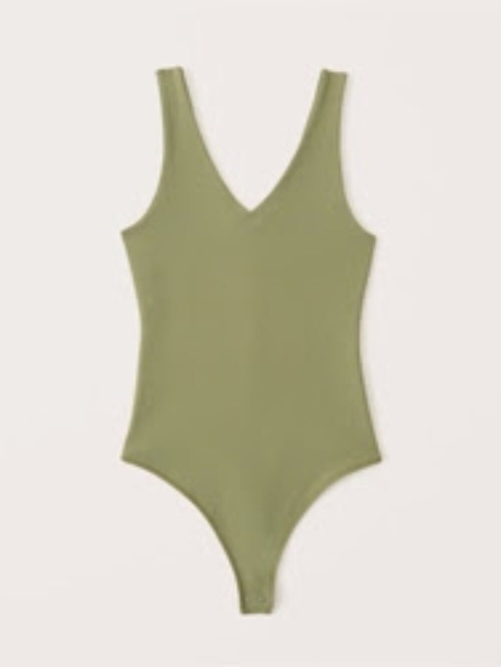 Abrecrombie & Fitch | Double-Layered Seamless Fabric V-Neck Bodysuit Olive